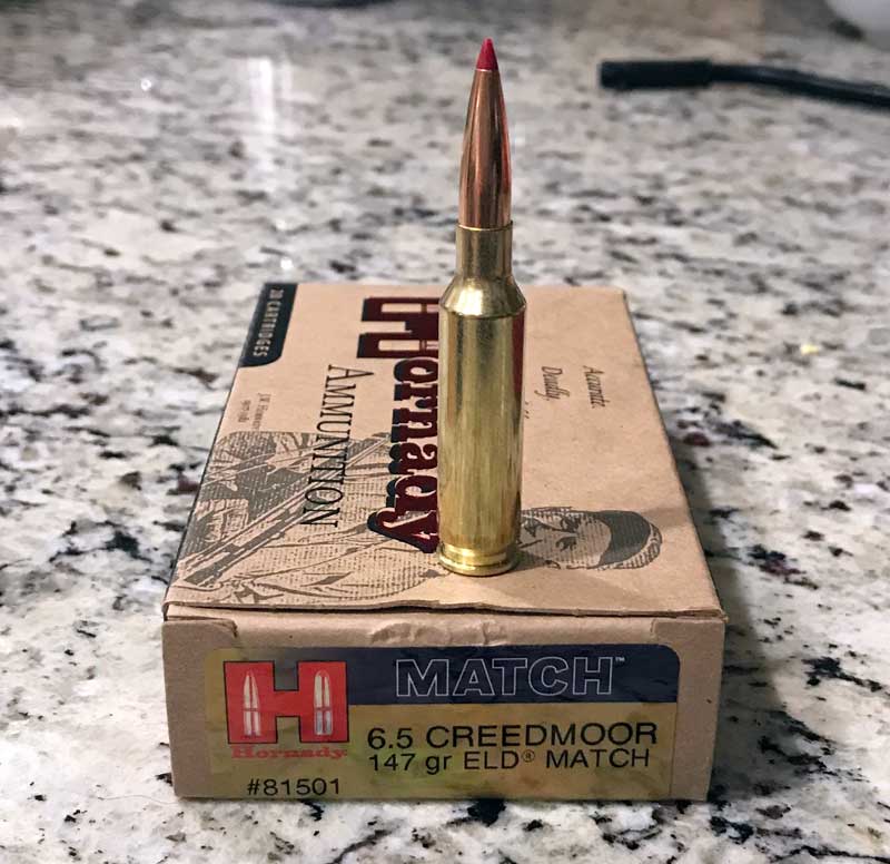 Picture of Hornady 147grain 6.5 Creedmoor Ammunition used in this 6.5 Creedmoor Long Range Precision AR Sniper Rifle